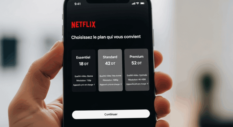 Prix Netflix Tunisie 2025 - Plans d'abonnement Essentiel, Standard et Premium en DT